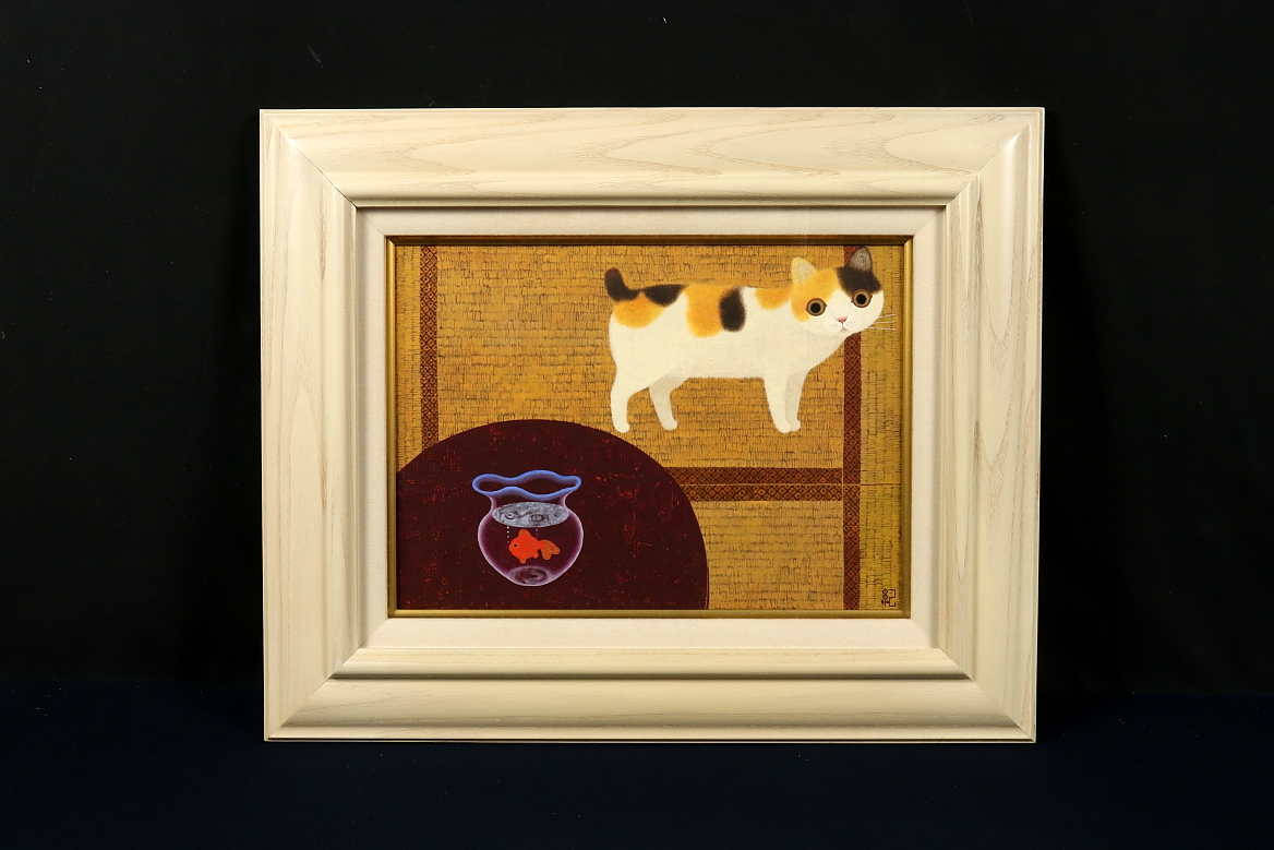 ジャクリーンハンバート、【赤いバックの猫】、希少な額装用画集より